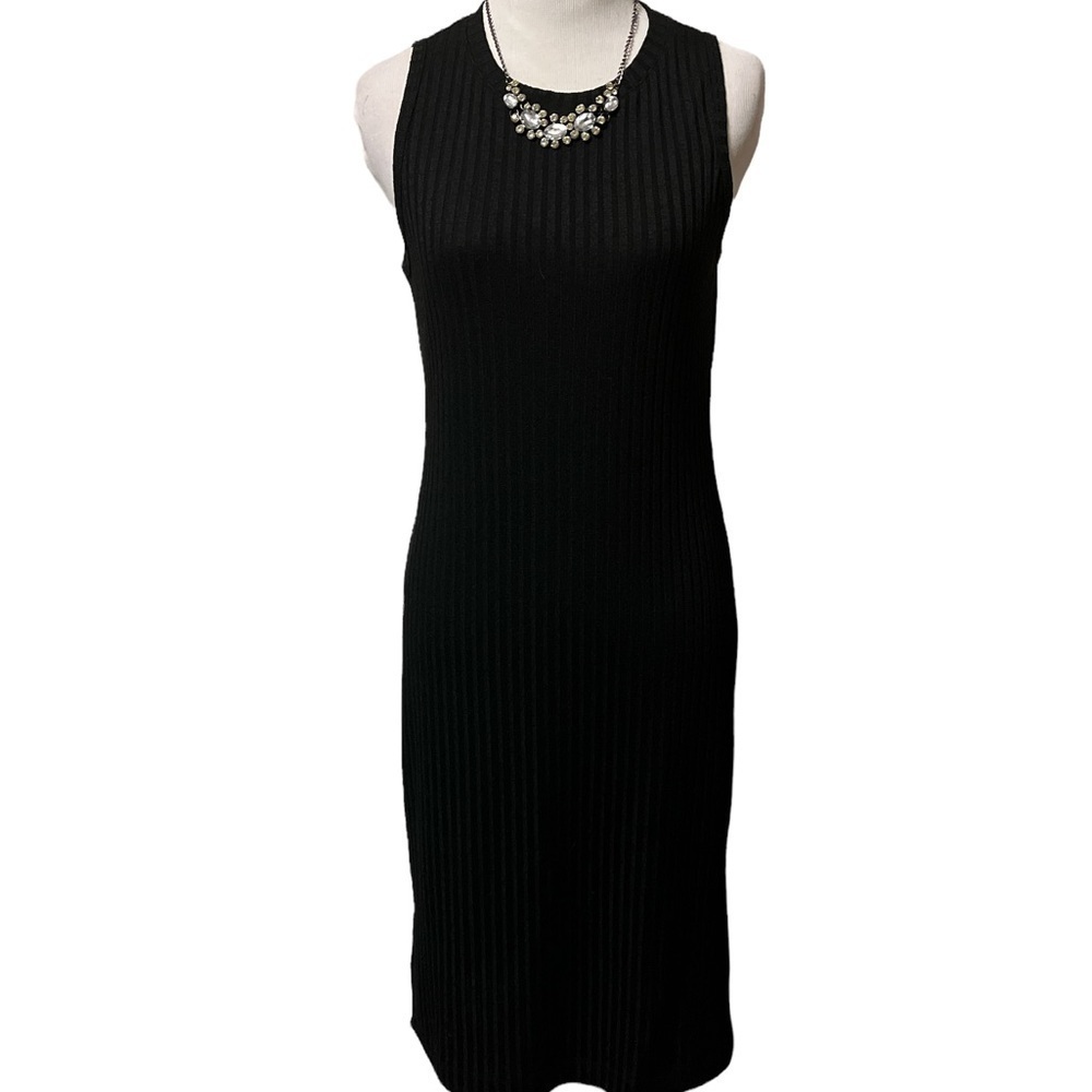 Nine West sleeveless black ribbed dress, medium